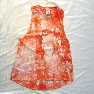 Adidas Womens Tie Dye Racerback Muscle Tank Top Orange White Medium